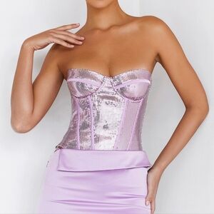 NWT- Mistress rocks lilac sequin corset Sz S